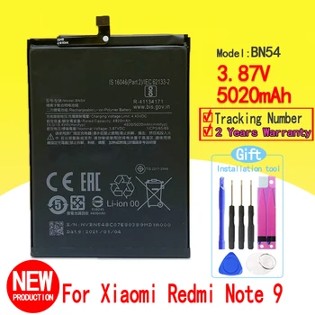 Nové 5020mAh Batérie Pre XIAO Redmi Poznámka 9 Smartphone/Chytrý Mobilný Telefón Na Sklade, BN54 S Sledovacie Číslo