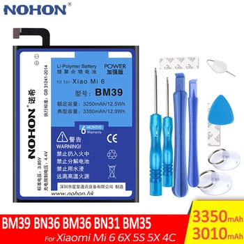 Pôvodné NOHON Batérie Pre Xiao Mi6 5S 4C 5X 6X BM39 BM36 BM35 BN31 BN36 Náhradné Batérie Mobilného Telefónu Bateria Bezplatné Nástroje