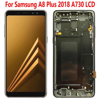 SUPER AMOLED A730 Pre Samsung A8 Plus 2018 LCD Displej Dotykový Displej S Rámom Digitalizátorom. Montáž Pre Galaxy A8+ 2018 A730F LCD