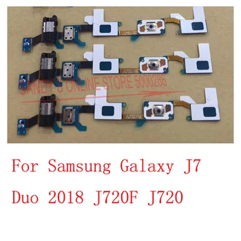 Tlačidlo domov + Jack pre Slúchadlá Flex Kábel Pre Samsung Galaxy J7 Duo 2018 J720F J720 Späť Domov Tlačidlo Snímača Flex Náhradných Dielov