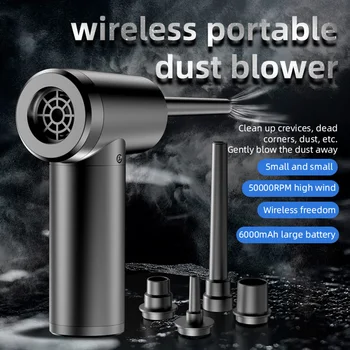 Air Duster Bezdrôtový Vzduchu Ventilátor Stlačený USB Prenosné PC, Notebook, Auto Klávesnice Elektronika 6000mAh 50000RPM Úplne Nové
