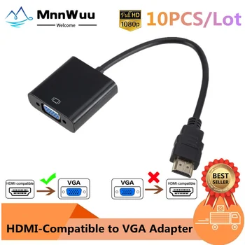 10PCS 1080P HDMI-Kompatibilné Na VGA Kábel Converter HD Mužov a VGA Famale Converter Adaptér Digitálny Analógový pre Tablet Notebook PC