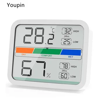 Youpin LCD Digitálny Teplomer 2 Vlhkomer Vnútorné Termo-Vlhkomer s Magnetom,MIN/MAX Záznamy na Izbe, klimatizácia