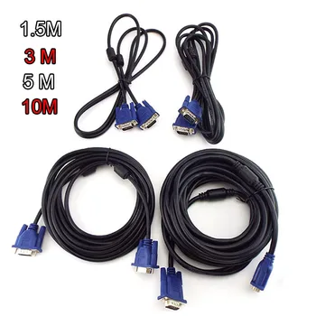 1,5 M 3M 5M 10M VGA Predlžovací Kábel HD 15 Pin Male na Male VGA Kábel Drôt Kovové Linka pre Notebook, PC Projektor, Počítač, Monitor L19