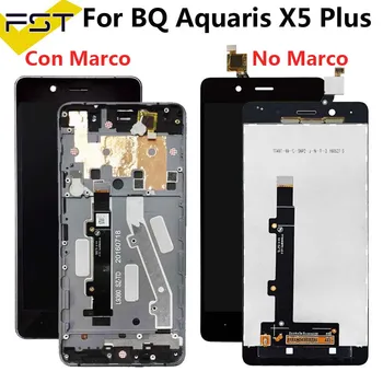 Čierna/Biela Pre BQ Aquaris X5 Plus LCD Displej+Dotykový Displej Digitalizátorom. Sklenený Panel Tactil Pre X5 Plus Pantalla S Rámom