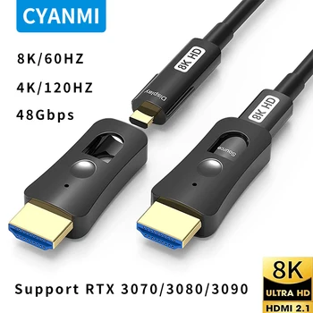 CYANMI Tubeable Optický Kábel Micro HDMI-HDMI-Kompatibilné 2.1 Kábel 8K@60Hz 4K@120Hz HDR 48Gbps 50m 100m pre Xbox PS5 Kamery