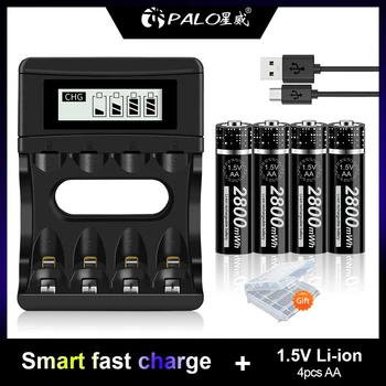 PALO 1,5 V AA Nabíjateľné Batérie 2800mWh Nabíjateľnú Batériu AA 1,5 V Lítiové Li-ion Nabíjateľnú batériu AA 1,5 V prípade Hračiek