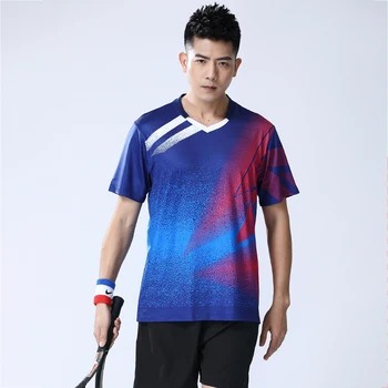 Muži Bedminton T-shirts Gradient Vytlačí Bežné Tím Šport Krátky Rukáv Rýchle Suché Priedušná Ping Pong Tenis Košele, Dresy