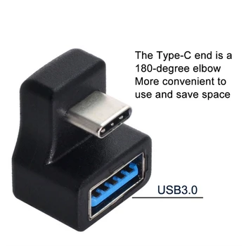 USB 3.0 Samica na USB Typ-C OTG Rozšírenie Adaptér pre Mobilný Telefón, Tablet U Diskov Čítačka Kariet 180 Stupňov Nahor a Nadol Koleno