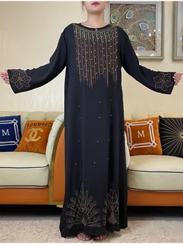 2022 Jeseň Abaya Moslimská Žena S Dlhým Rukávom Šaty Ramadánu Modlitba Diamanty Kaftan Arabčina Islamské Oblečenie Župan Marocký Kaftane