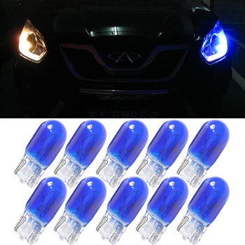 10pcs T10 W5W Modrá Farba 12V 5W Auto Nástroj Parkovacie svetlá Halogénové Lampy Pozícia