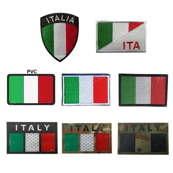 Taliansko Vlajky Vyšívané Škvrny Taktických Vojenských Patch INFRAČERVENÉ Reflexné Infračervené talianske Vlajky PVC, Gumy Odznaky Výšivky