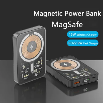 PD 22.5 W Magnetické Power Bank 10000mAh 15W Transparentné Bezdrôtová Nabíjačka Pre iPhone 13 12 11 pro max xs Nabíjací Výkon Banky
