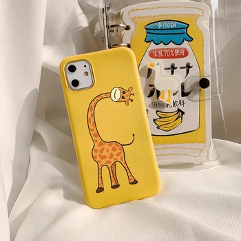 Žltá Žirafa Telefón puzdro Pre iPhone 11 12 13 Pro Max X XS Max XR Mäkký Silikónový Kryt Pre iPhone 7 8 6s Plus SE 2 Roztomilý Kreslený