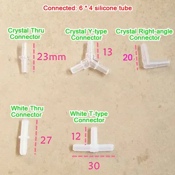 Trubice, Rúry Hadicu Príslušenstvo White Crystal T Y L Kríž Typ Pravý Uhol Konektora s 6*4 mm Silikónová Trubica Čerpadlo Vzduch