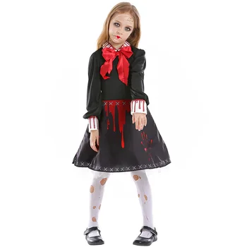 Krvavé Šaty Gotické Šaty Pre Dievčatá Halloween Strašidelné Kostým Karneval Horor Bábika Zombie Cosplay Kostým
