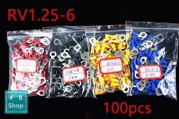 100KS/Bal RV1.25-6 Červená žltá čierna modrá 22-16 AWG 0.5-1.5mm2 Izolované prstencom Kábel