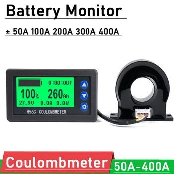 Battery Monitor Hala Coulomb Meter DC 8-100V 100A - 400A Lifepo4 olovené Li-ion lithium kapacita energie displej 12V 24V 36V 48V