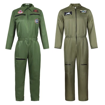 Pilot Jednotné Army Zelená TOP GUN Kostým pre Dospelých Cosplay Vojenskú Uniformu Ženy Muži Stíhací Pilot Kostým Plus Veľkosť