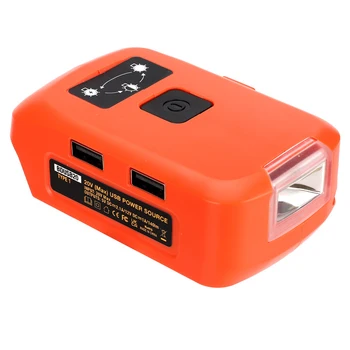 Batérie Adaptér pre Black&Decker 14.4-20V Li-on Batéria, Dual USB 3W LED Pracovné Svetlo 12V DC Port Napájacieho Zdroja Dodanie