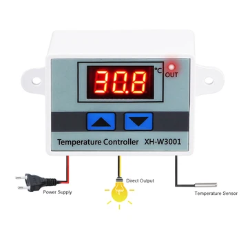 XH-W3001 Regulátor Teploty 10A 12V 24V 220V Digitálny LED Pre Lncubator Chladenie Vykurovanie Spínač, Termostat NTC Snímača