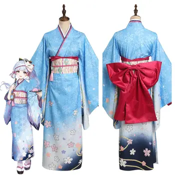 Genshin Vplyvu x Sladkosti Raj Kamisato Ayaka Cosplay Kostým Kimono Oblečenie Halloween Karneval Oblek