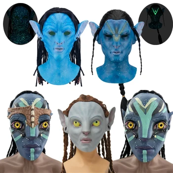 Avatar Latex Maska Halloween Party Cosplay Dospelých Film Avatar Masku Plnú Hlavu Kryt Noci Svietiť, Unisex Prilba Karneval Kostým Prop