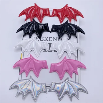 50Pcs/Veľa 3.5*6TYP Kožené Textílie Demon Bat Krídla Čalúnená Appliques Pre DIY Halloween Kostým Upíra Vlasy Klip Dekorácie Záplaty
