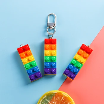 Dayoff Roztomilý Rainbow Bloky Keychain Keyring Pre Ženy, Dievča, Šperky Cartoon Hračky Tehál Kabelka Kľúča Držiteľa Dekorácie Deti Darček K30