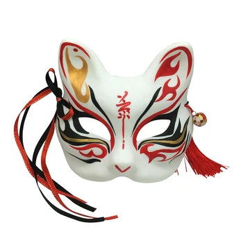 Ručne Maľované Hrubé Trvanlivé PVC Kitsune Fox Maska pre Vianočný Kostým,Zvierat Cosplay Kabuki Polovicu Tváre Mačka Masky Maškaráda Strany