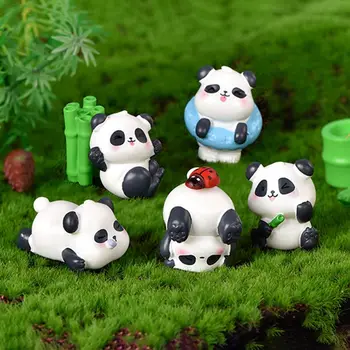 Roztomilý Mini Živice Panda Miniatúry Micro Krajinné Záhradníctvo Ozdoby, Dekorácie Remesiel Malý Panda, Bambusové Výhonky, Dekorácie