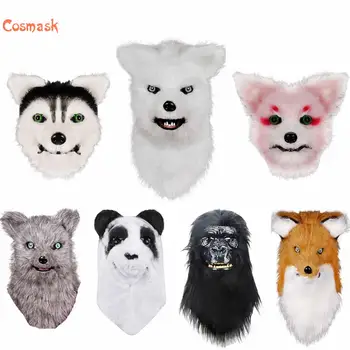 Cosmask Hnuteľného Úst Fox Head Masky Zvierat Panda, Tiger Husky Orangutan Umelé Kožušiny pre Halloween Kostýmy Strany