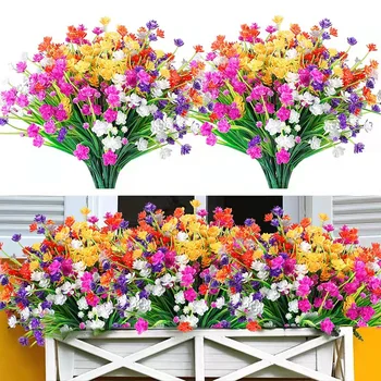 1 banda 7 vidličky umelých kvetov rastlín vonkajšie anti-ultrafialové závesné kvetináče záhrada, veranda, svadobné dekorácie