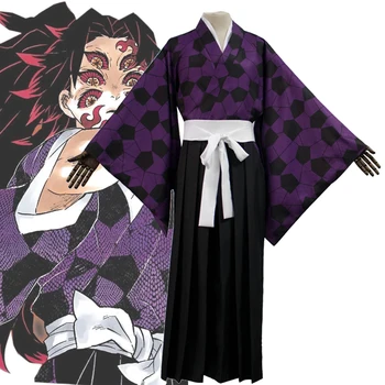 Anime Démon Vrah Kimetsu Č Yaiba Kokushibo Cosplay Vyhovovali Tlač Kimono Jednotné Tričko Halloween Karneval Kostým Party