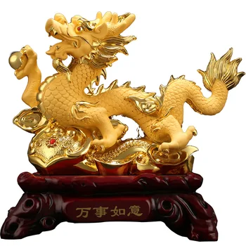 Čínsky totem sľubný dragon dekoratívne sochy，Živice Umenie Sochárstvo，sľubný zvieratá，Domov obývacia izba, spálňa ozdoby