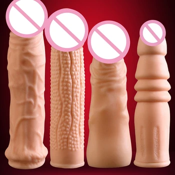4 Veľkosť Vysoko Elastická Penis Extender Rukáv Opakovane Silikónové Kondómy Oneskorenie Ejakulácie Penis Dospelých, Erotické Hračky Intímne Tovaru