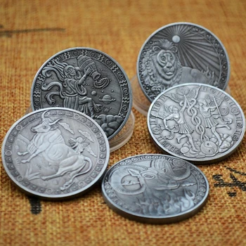 Dvanásť Súhvezdí Zberateľské Mince Zverokruhu Mince Výzvou Strieborné Pozlátené Pamätné Mince Nastaviť Remeslá Umelecké Zbierky Dary
