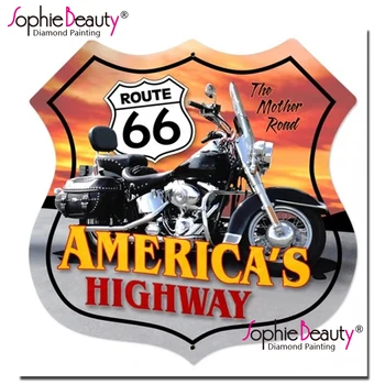 Sophie Krásu Diamantu Maľovanie Americká Matka Cesty 66 Cestný Motocykel diamantovým Vzorom kamienkami Diamond Mozaiky 202032