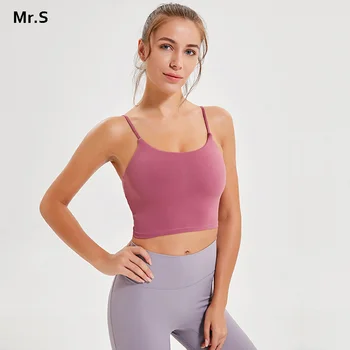 Tenký pásik cvičenie topy pre ženy, fitness joga košele strappy telocvični plodín top čalúnená ružová športové tričko 7 spandex farby žien košele