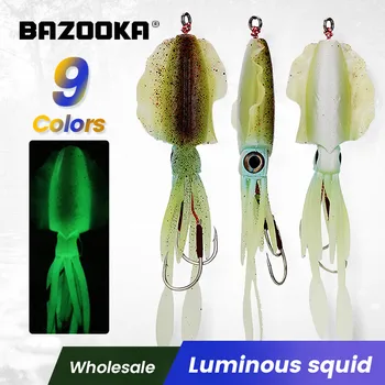 Bazooka Svetelný Squid Lákať Sukne Octopus Trolling Rybárske Návnady Bionic Potopenie Stávkovanie Jighead S Viesť Háčik Plošinu Zimné Riešenie