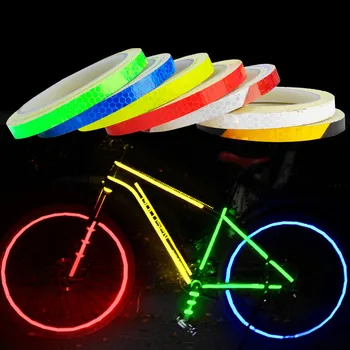 1cmx8m Bicykli Reflexné Nálepky na Bicykli Fluorescenčné Reflexné Pásky MTB Bicykel Lepiacej Pásky, Bezpečnostné Dekor Nálepky Príslušenstvo