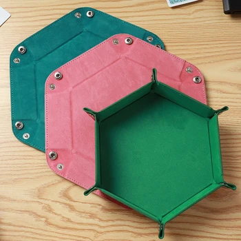 3 Farby Hexagon Skladacia Skladovanie Vaničky PU Kožené Úložný Box Tabuľka Doskové Hry Box Bar Kocky Skladovanie Klub Nové