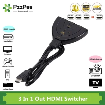 PzzPss 4K HDMI Prepínač 4K*2K 3D Mini 3 Port HDMI Prepínač 4K Switcher HDMI Splitter 3 v 1 z Port Hub pre DVD HDTV Monitor PC