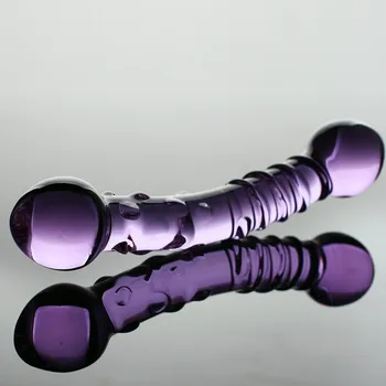 32mm Fialová Umelé Pyrex Glass Dick Análny Zadok Plug Korálky Dildo Crystal Penis pre Dospelých Hry Masáž Prostaty Sexuálne Hračky
