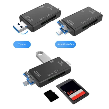 6 v 1 OTG USB 3.0 Typ-C Čítačku pre Secure Digital/TF Cardreaders Splitter Adaptér pre Mobilný Telefón, Počítač, Príslušenstvo