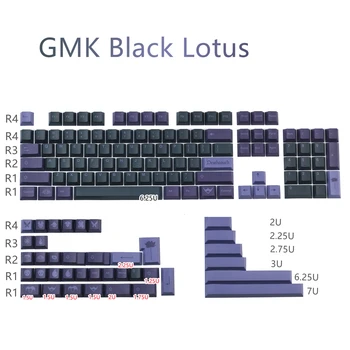 142 Tlačidiel/nastavte GMK Black Lotus Keycap PBT Sublimačná klávesa Caps Cherry Profil Keycap S ISO Zadajte 2.25 U 2.75 U 3U 7U Medzerník