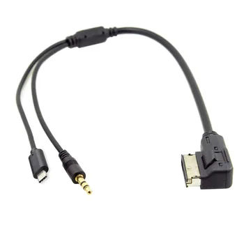 Chenyang Médií V AMI MDI na 3,5 mm Audio Stereo & USB-C Aux kábel Kábel Adaptéra pre Auta VW AUDI 2014 A4 A6, Q5 Q7