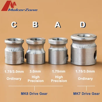 1PC MK8 MK7 Jednotky Výstroj pre 1.75 mm 3 mm Vlákna 3D Tlačiareň Reprap Vytláčacie Kladka 5 mm Hriadeľ