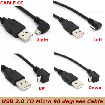 Up & Down & Vľavo a v Pravom Uhle 90 Stupňov, USB, Micro USB Samec na USB muž Údaje Nabíjanie konektor Kábla 25 cm 50 cm pre Tablet 5m 1m