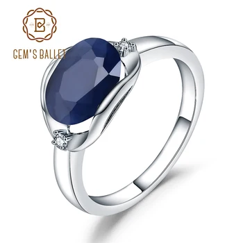 GEM BALET AU750 585 14K 10K 18K Zlata 925 Silver Zásnubné Prstene 3.24 Ct Prírodné Blue Sapphire Drahokam Krúžok pre Ženy